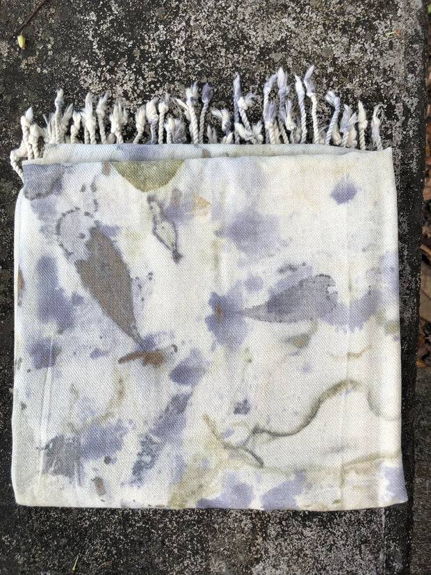 Grand foulard en laine ECOPRINT UNIQUE "contrastes" / adult ecoprinted wool scarf