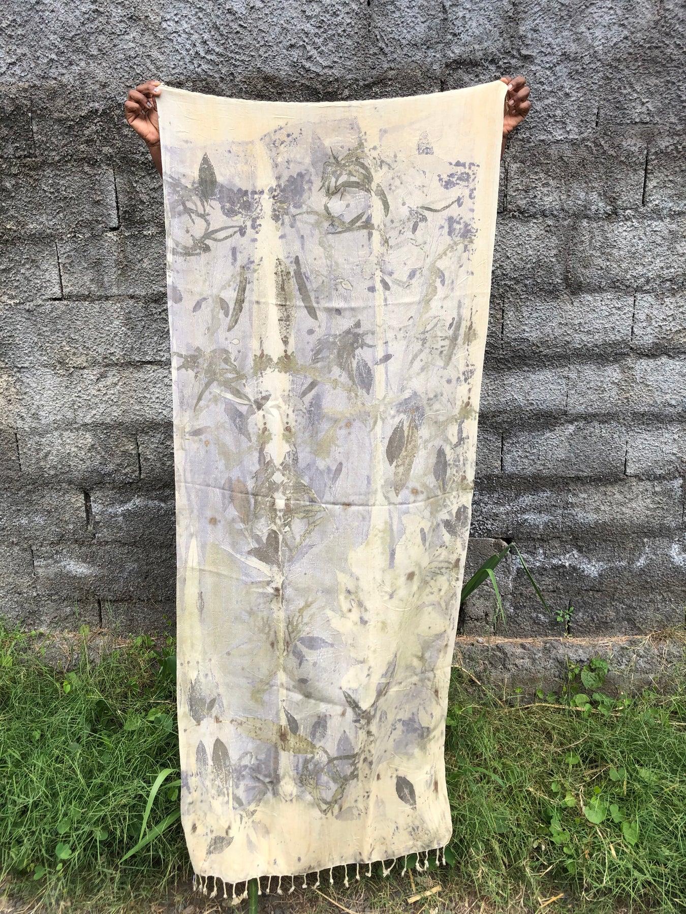 Grand foulard en laine ECOPRINT UNIQUE contrastes adult ecoprinted WHOLE
