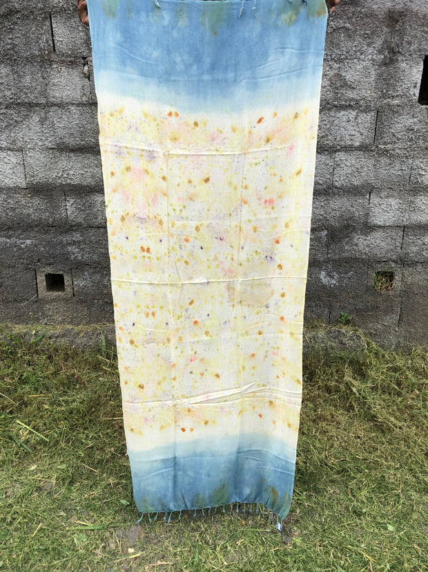 Grand foulard en laine ECOPRINT UNIQUE "couleurs vives" / adult ecoprinted wool scarf