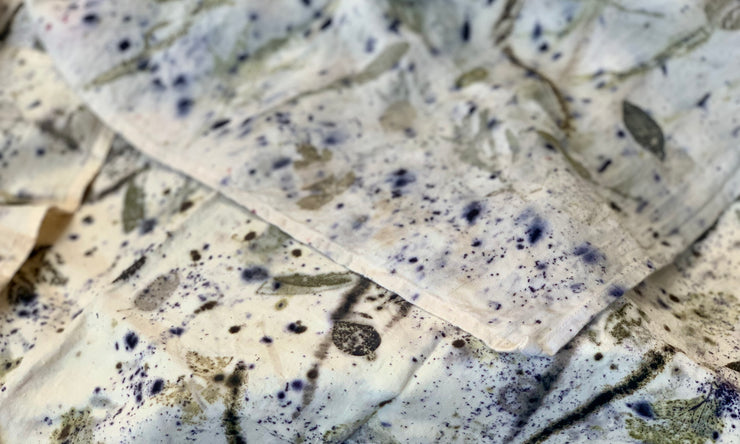 WAPR torchon lin bio avec impression végétale contrasté / organic linen tea towel with ecoprints